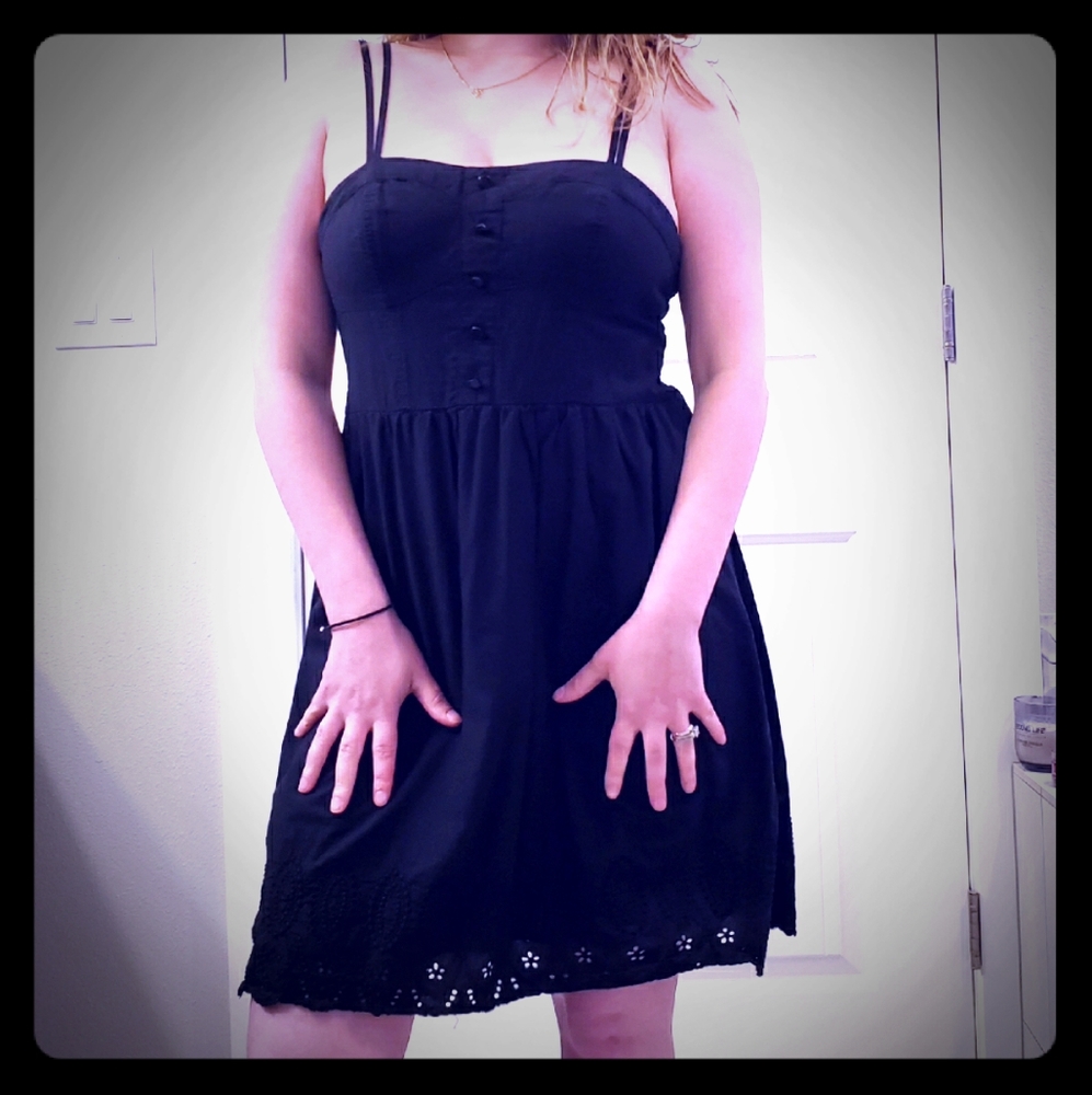 Casual black dress w/ lace detail